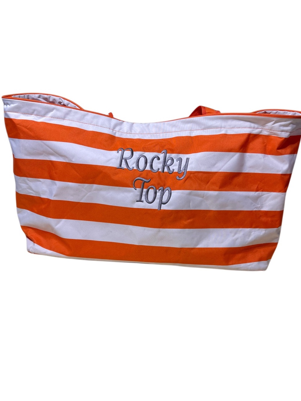 Rocky Top University of Tennessee Large Orange and White Striped Tote w/ pockets